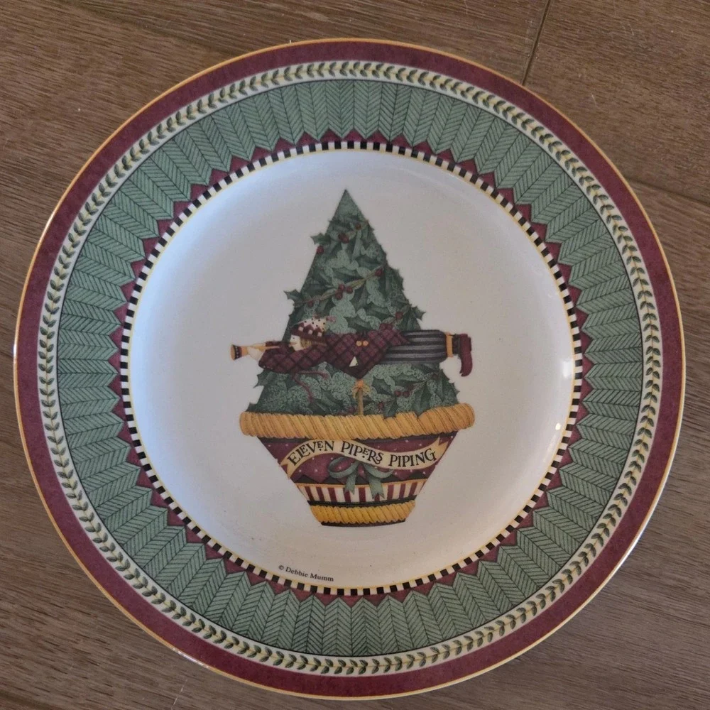 Vintage Debbie Mumm‎ 12 Days of Christmas Eleven Pipers Piping Plate